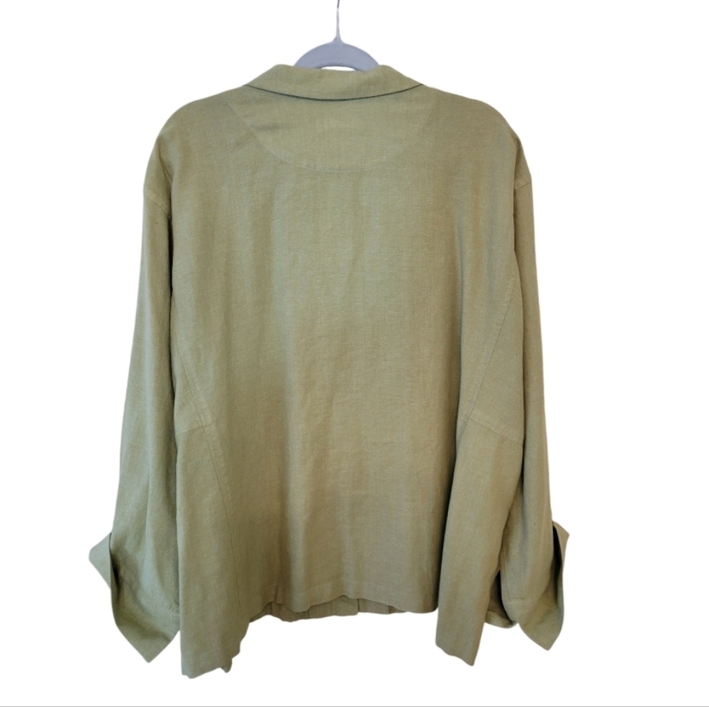 Coldwater Creek Green Linen Blazer Jacket Size 2X - Picture 2 of 4